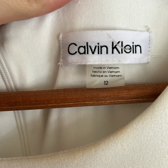 Calvin Klein White Chiffon-Sleeve Sheath Dress - Picture 7 of 7